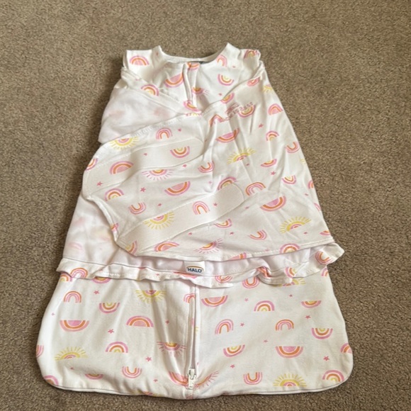 Halo SleepSack Swaddle - Pink and Yellow Rainbows - Picture 1 of 6